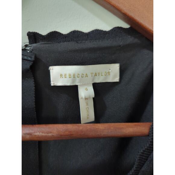 Rebecca Taylor Honeycomb Scalloped Black Dress - Picture 7 of 9